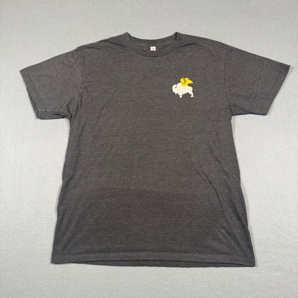 Buffalo Wild Wings Mens Large T-Shirt Charcoal Grey Zuni Sportswear Logo Tee